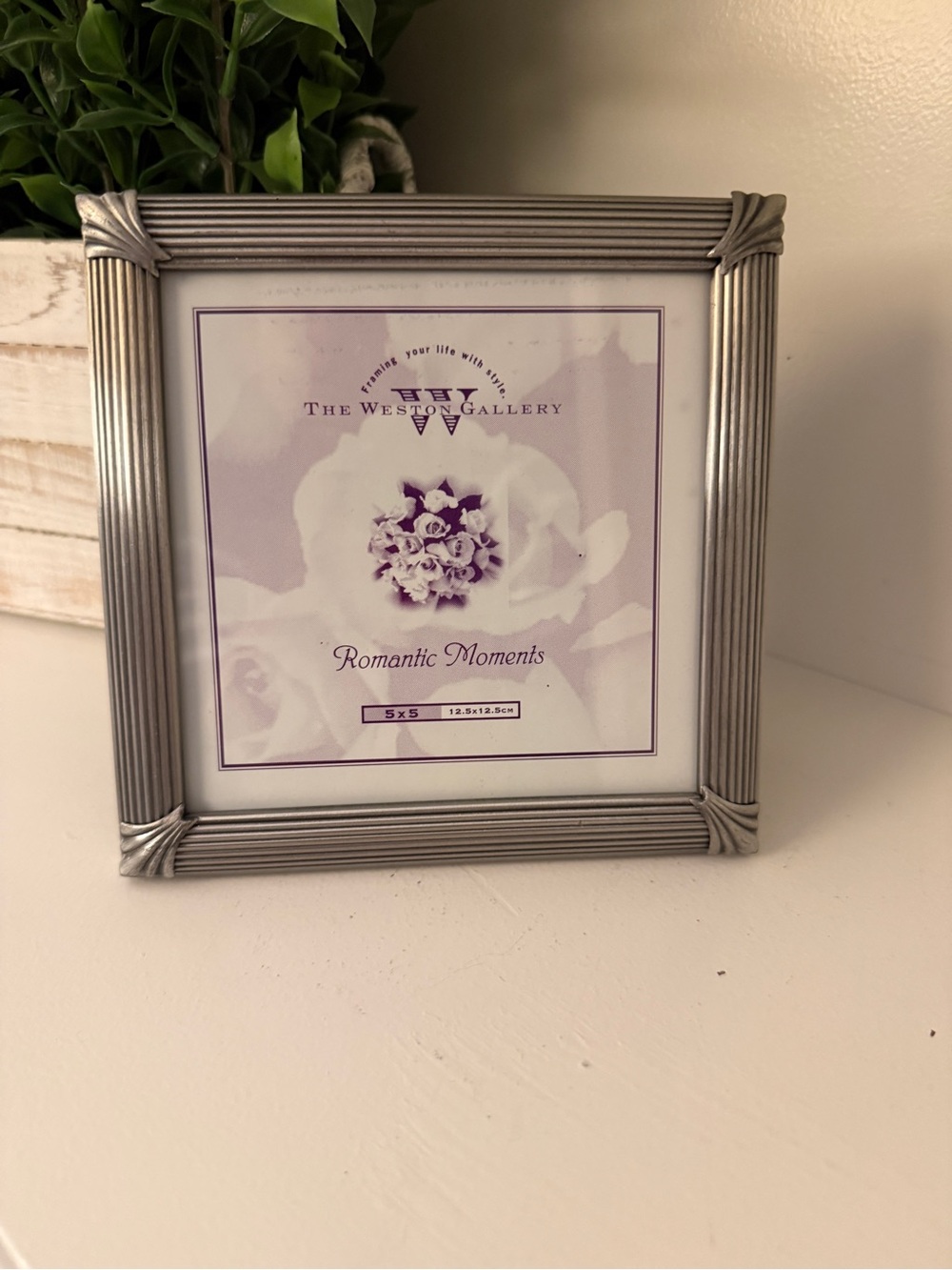 The Weston Gallery Wilton Pewter Ribbed 5x5 Picture Frame Art Deco Style